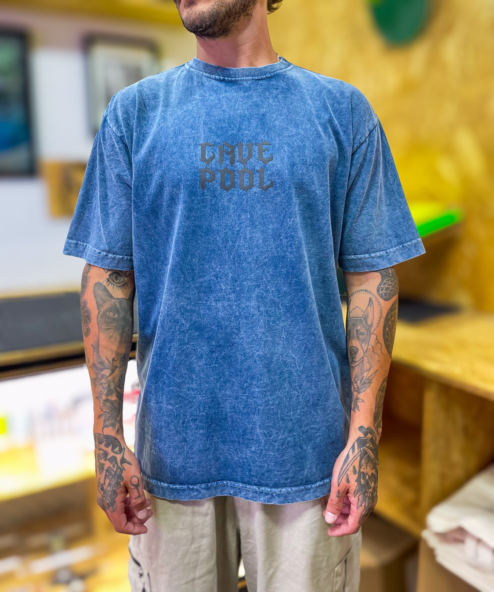 CAMISETA CAVEPOOL STONADA AZUL LOGO SKULL CLASSIC